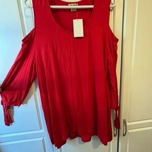 Red Cold Shoulder Top